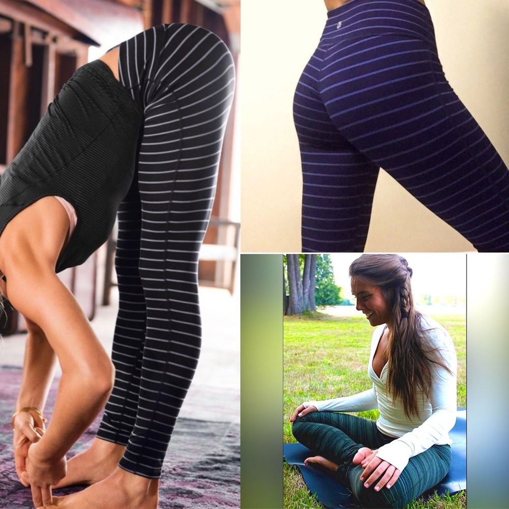 athleta * XS * LOT OF 3 chaturanga pant leggings tights stripe retreat